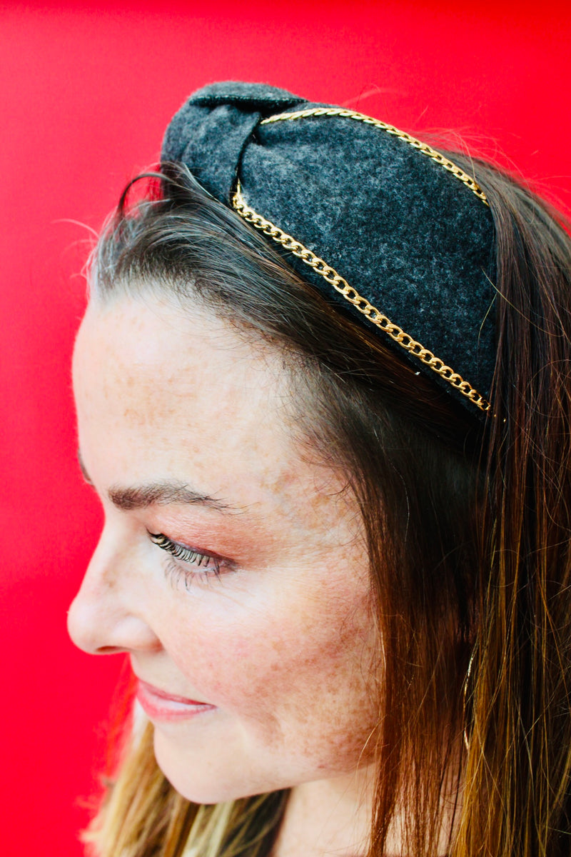 Chained In Line Headband: Black