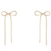 Metal Bow Dangle Earrings: Gold