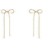 Metal Bow Dangle Earrings: Gold
