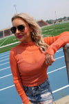 Metallic Mesh Top | Gameday Orange