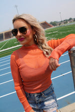 Metallic Mesh Top | Gameday Orange
