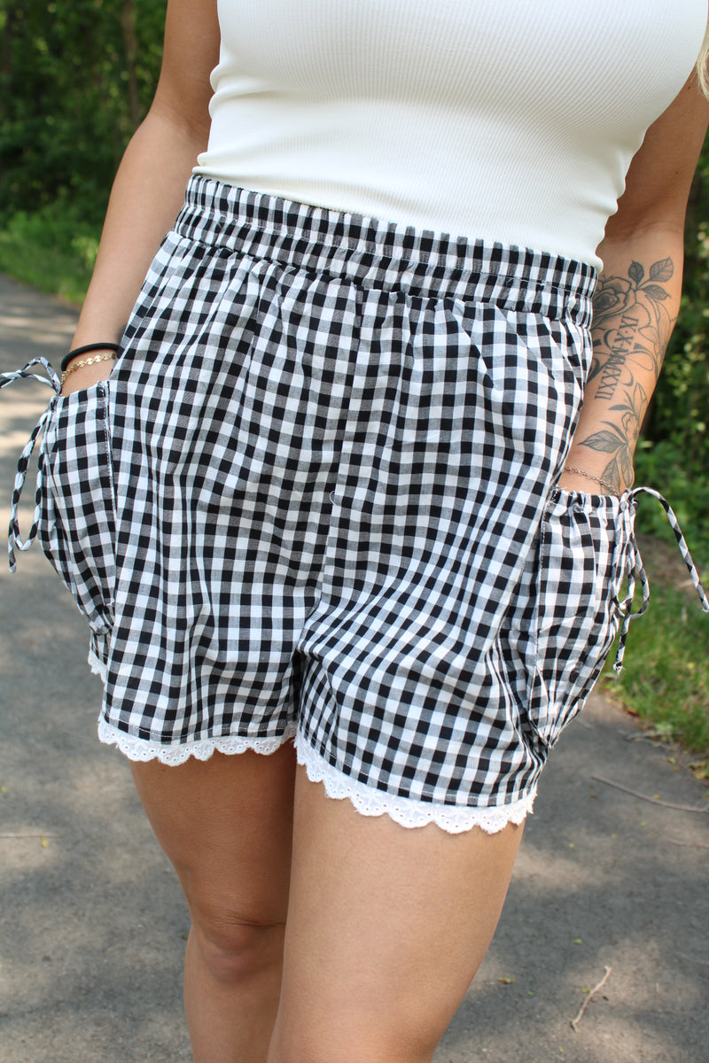 Gingham Shorts with Side Pouch Pocket