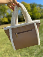 Sherpa Trim Satchel/ Crossbody