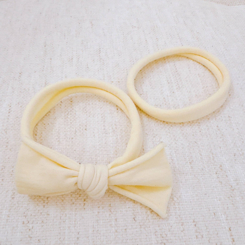 Jersey Bow Hair Ties Set Of 2: Ivory