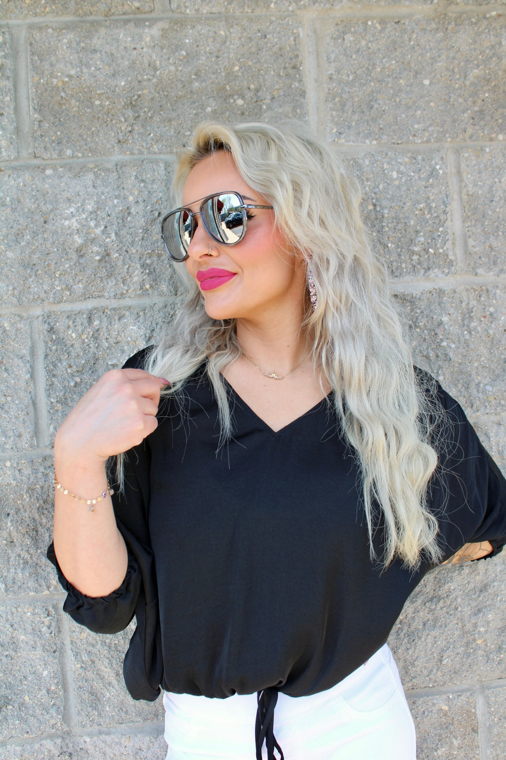 Lanie Open Back Blouse | Black