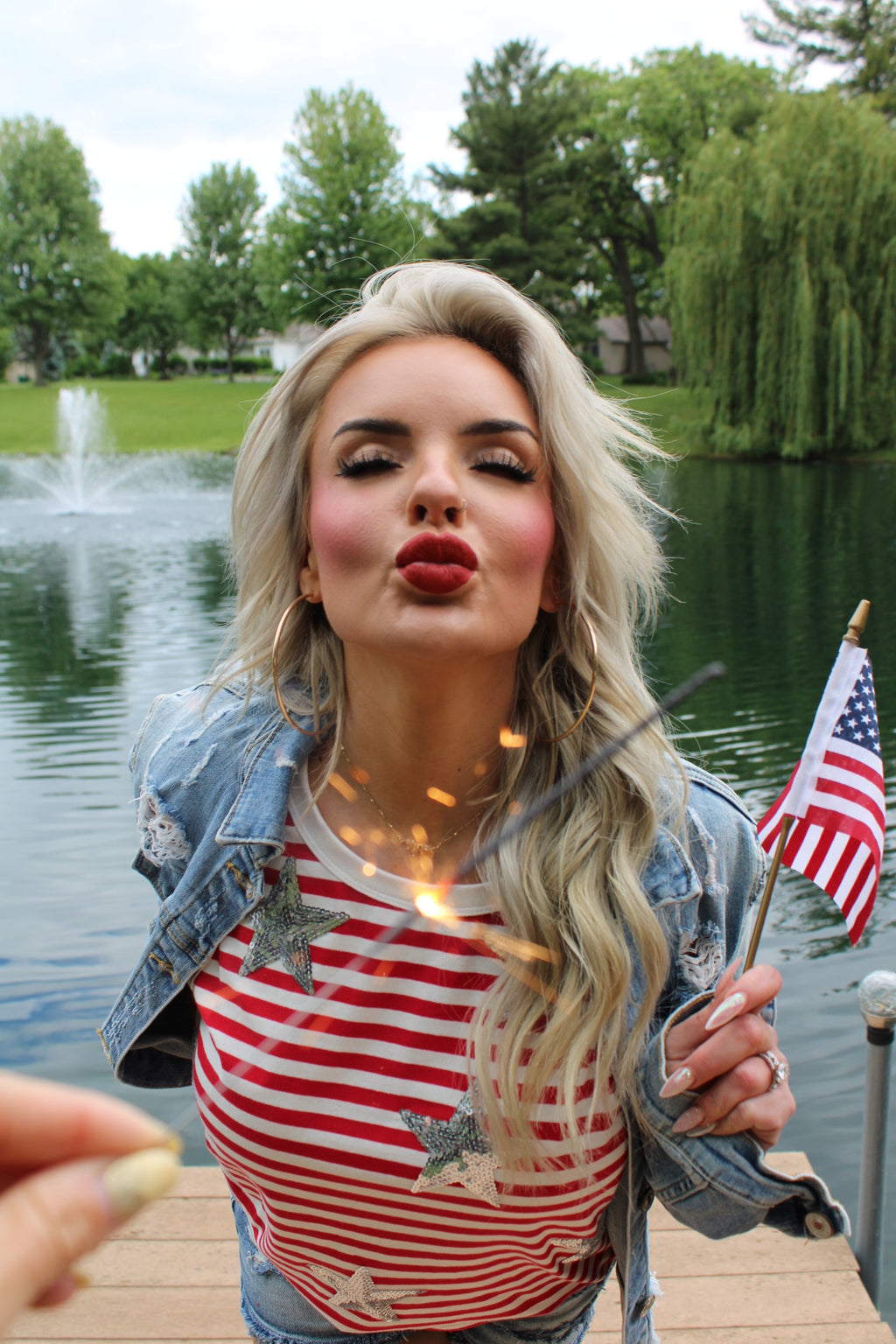 Star Babe Sequin Patch Tank | Red White