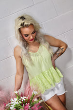 Majestic Peplum Halter Top | Lime