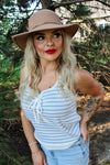 Stripe Rib Square Tie Front Top | Sage