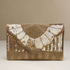 Gold Sequin Beaded Clutch – Glamorous Evening Bag with Fringe & Chain Strap: Gold / One / BA138