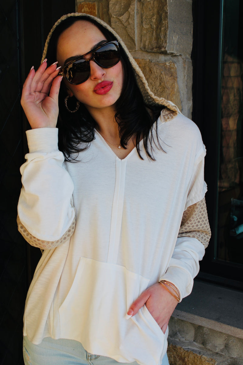 Meant for Spring Honeycomb Hoodie Top | Cream