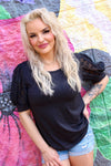 Girls Night Out Puff Sleeve Top | Black