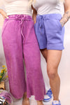Acid Wash Fleece Palazzo Pants | Light Plum