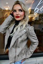 Hey There Studded Moto Jacket | Taupe