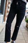 Risen High Rise Ankle Straight Jean | Black