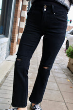 Risen High Rise Ankle Straight Jean | Black