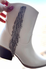 The Rowan White Rhinestone Fringe Cowboy Western Boot