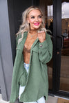 Soft And Cozy Oversized Waffle Jacket | Green
