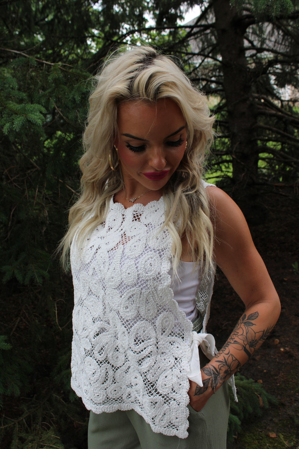Boho Summer Livin Crochet Vest Top | Off White