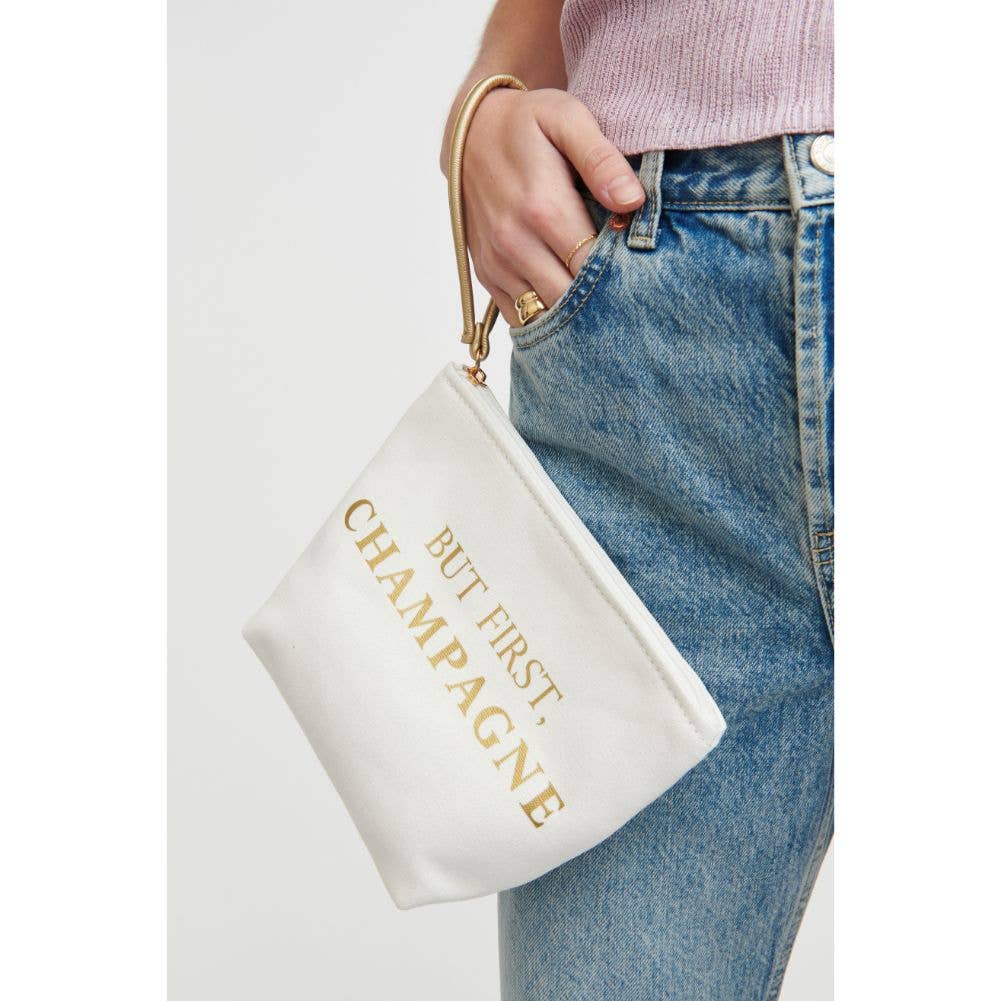 But First Champagne Printed Clutch