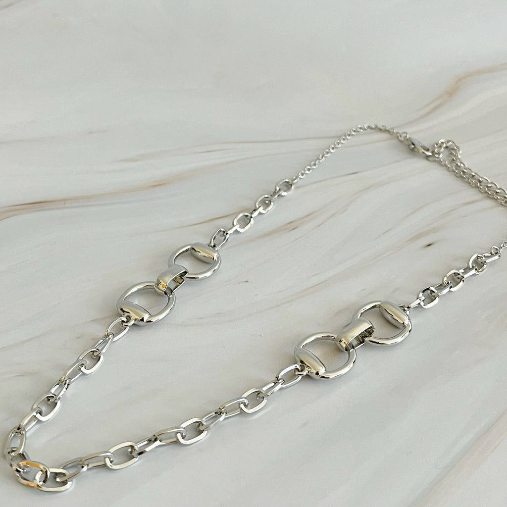 Double Equestrian Chain Necklace: Silver