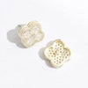 Gold Tone Outline CZ Pave Clover Post Earrings: EG / ONE SIZE