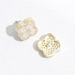 Gold Tone Outline CZ Pave Clover Post Earrings: EG / ONE SIZE