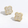 Gold Tone Outline CZ Pave Clover Post Earrings: EG / ONE SIZE
