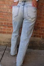 Petra LA High Rise Stretch Classic Straight Jeans Washed Denim