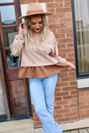 Free Fallin' Sweatshirt Colorblock V-Neck Top | Mocha