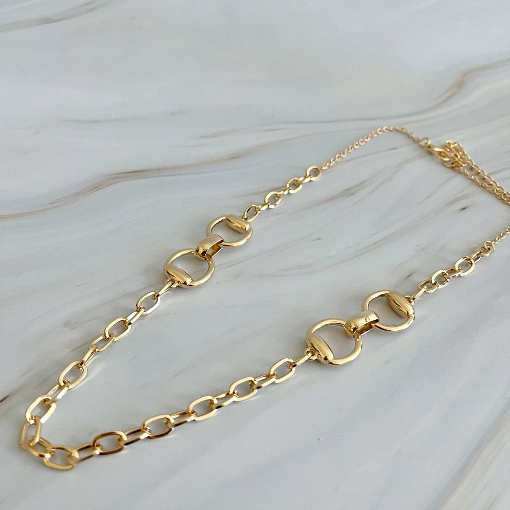 Double Equestrian Chain Necklace: Gold