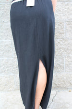 Linen Midi Skirt | Black