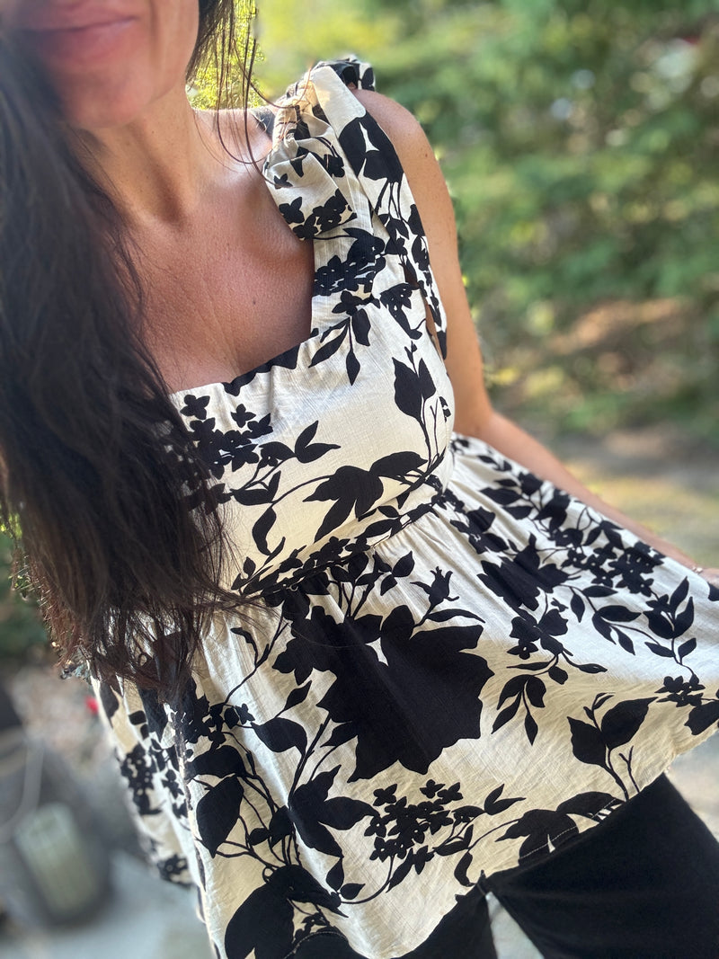 Bold Floral Baby Doll Top