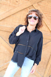 Hot Girl Fall Cutout Lace Blouse | Black