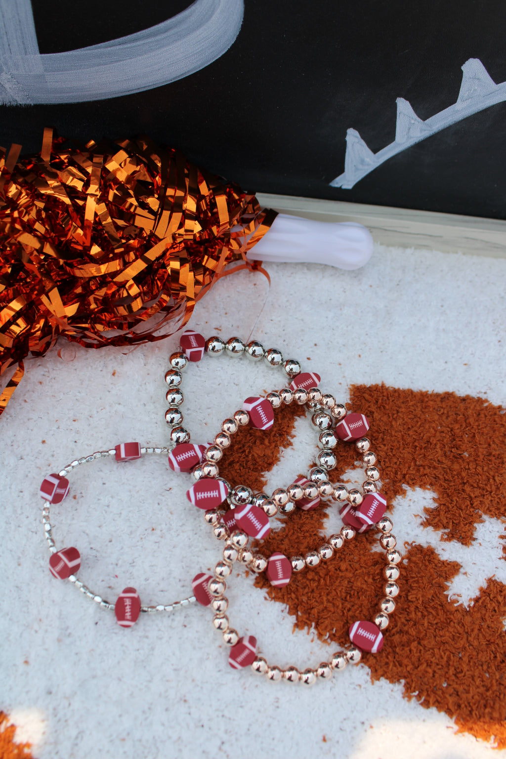 Football beaded custom made bracelet