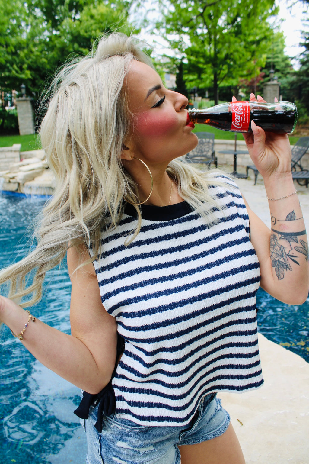 Patriotic Cutie Side Bow Striped Top | Navy