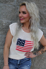 Americana Crochet Sweater Top | Cream