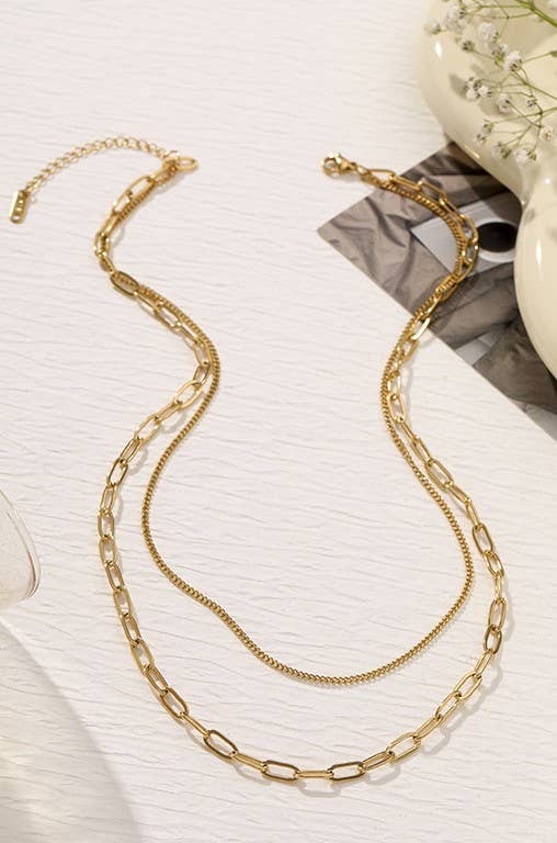 TITANIUM  STEEL NON-TARNISH LAYERED CHAIN NECKLACE | Gold