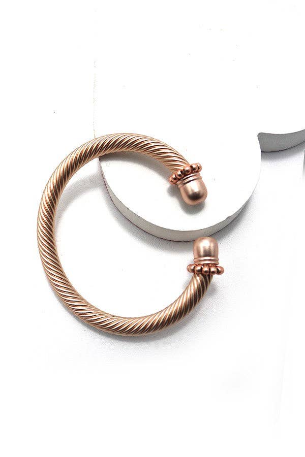 Cable Cuff Bracelet  | Matte Rose Gold