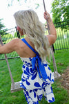 Italia Leaf Print Dress | Blue