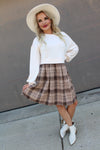 Plaid Patchwork Sweatshirt Mini Dress