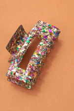 LARGE TRENDY GLITTER RECTANGLE HAIR CLAW CLIPS