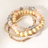 5PCS - Wooden Ball Faceted Beaded Stretch Multi Bracelets: Gray