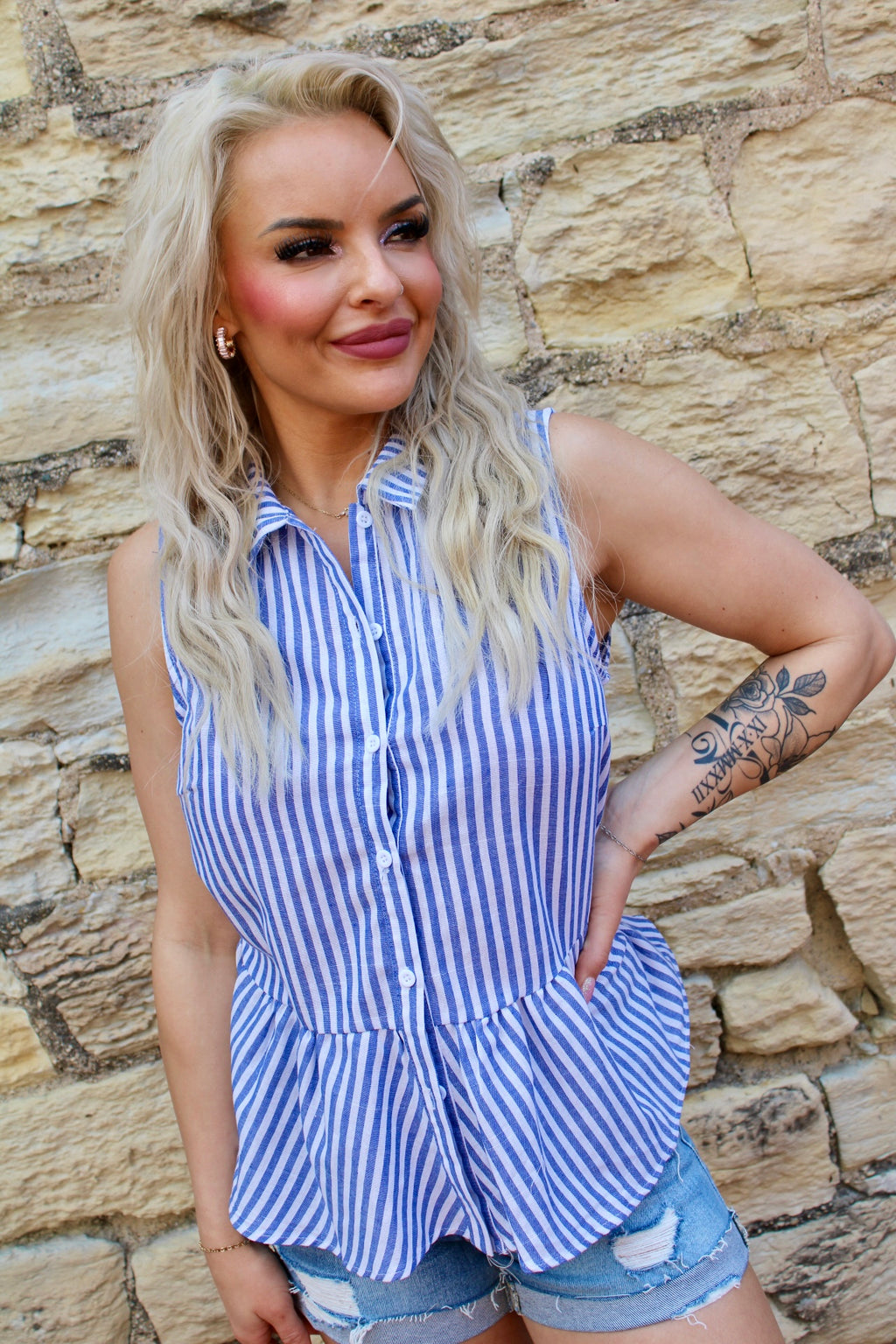 Desk to Drinks Ribbon Tie Peplum Top
