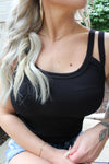 Nikibiki Ribbed Double Strap Tank Top | Black