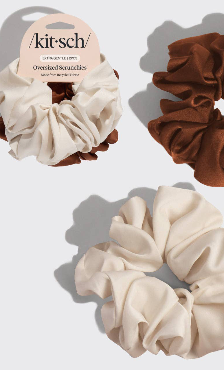 Cream & Camel Oversized Scrunchies