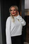 Eyelet Detailed Long Sleeve Sweater | Heather Cream