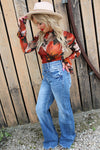 Hearts Aflutter Mock Neck Flare Floral Top
