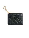 QUILTED BOW CARD CASE: BLACK