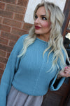 Long-Sleeve Ribbed Sweater | Teal Green