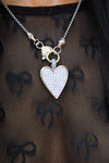 14K Gold Plated Cz Stone Paved Heart Pendant Necklace